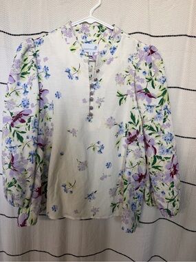 Cartolina White Floral Puff-Sleeve Blouse